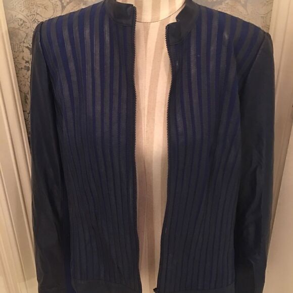 GC Lafayette Blue Leather Jacket - Picture 1 of 8